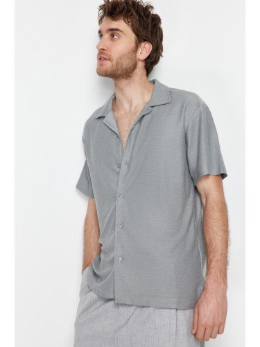 Trendyol Gray Relaxed Fit Open Collar Shirt