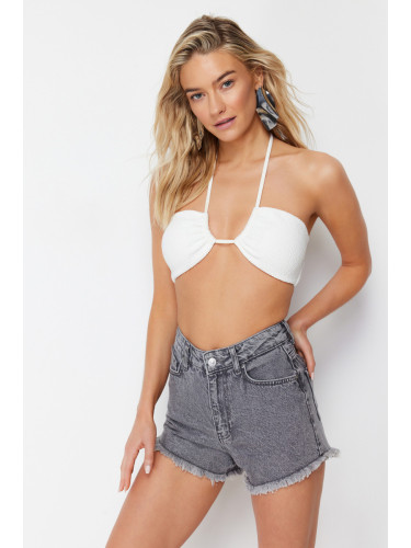 Trendyol Grey Mini Woven Denim 100% Cotton Beach Shorts