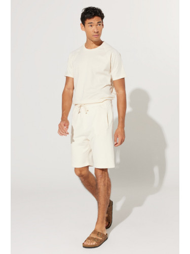 ALTINYILDIZ CLASSICS Men's Ecru Standard Fit Regular Fit 100% Cotton Pocket Shorts