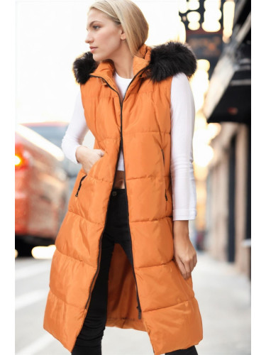 Z6741 DEWBERRY WOMEN'S VEST-OPEN TAN