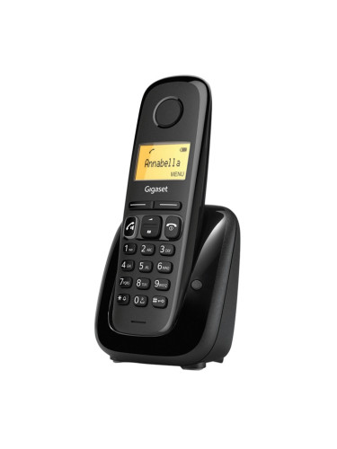 Безжичен DECT телефон Gigaset A280, 1.5" (3.81cm) буквено-цифрен дисплей, адресна памет за 80 номера, функция "свободни ръце", еко режим, черен
