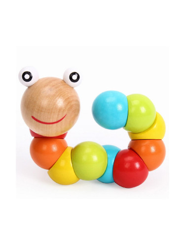 Цветно дървено червейче AcoolToy 6 м+