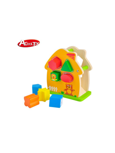 Дървена къщичка с животни-сортер AcoolToy 18 м+