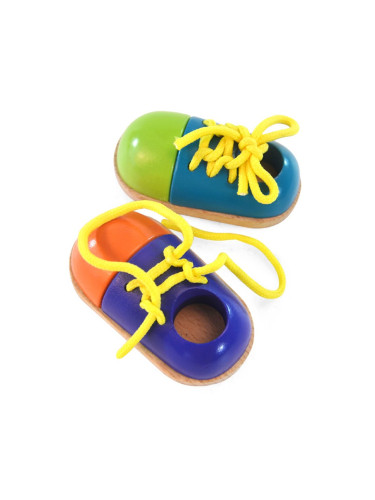 Дървени обувки с връзки AcoolToy 3 г.+