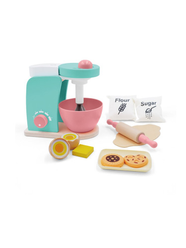 Дървен миксер с продукти за бисквитки AcoolToy 3 г.+