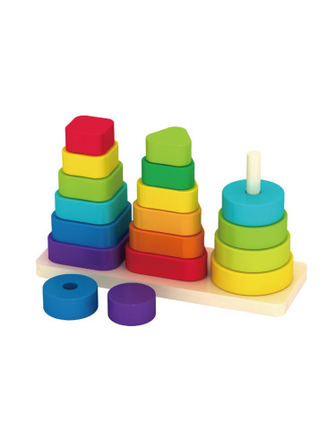 Дървена играчка за нанизване с 3 оси AcoolToy 18м+