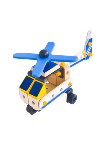 Дървен конструктор с болтчета и гайки - хеликоптер AcoolToy 3 г.+