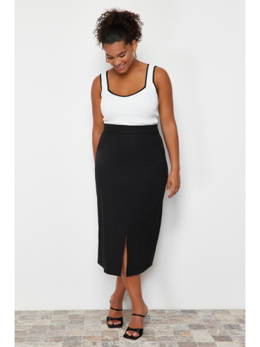 Trendyol Curve Ecru Stripe Detailed Square Neck Bodycon Knit Blouse