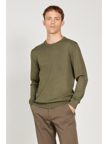 ALTINYILDIZ CLASSICS Men's Khaki Standard Fit Normal Cut, Crew Neck Knitwear Sweater.