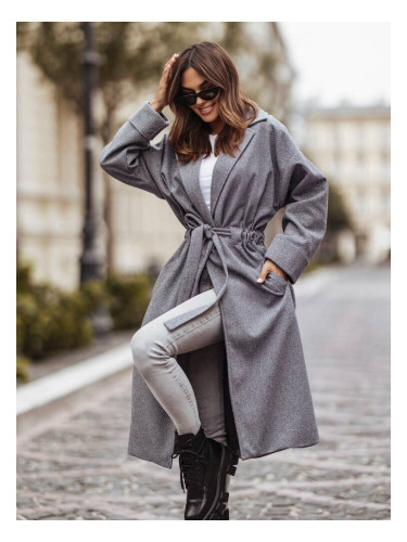 Grey wool coat with herringbone pattern Cocomore