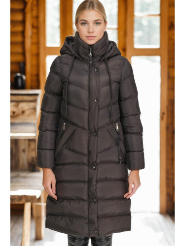 Z6719 DEWBERRY WOMEN'S COAT-LIGHT BLACK