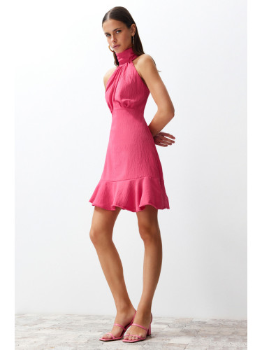 Trendyol Pink Halter Neck A-line Mini Woven Dress