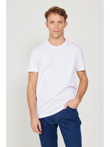 ALTINYILDIZ CLASSICS Men's White Slim Fit Slim Fit Crew Neck Cotton T-Shirt