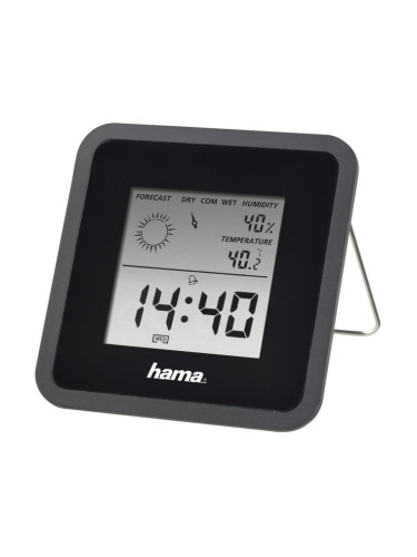 Цифров термометър/хигрометър Hama TH-50, часовник / календар / аларма, черен
