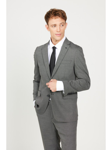 ALTINYILDIZ CLASSICS Men's Black-gray Regular Fit Relaxed Cut Mono Collar Patterned Suit