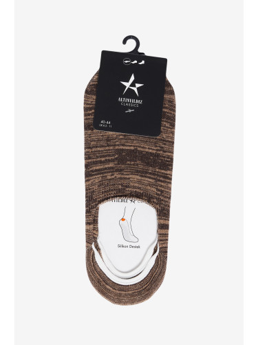 ALTINYILDIZ CLASSICS Men's Beige-Brown Silicone Supported Patterned Single Ballerina Socks