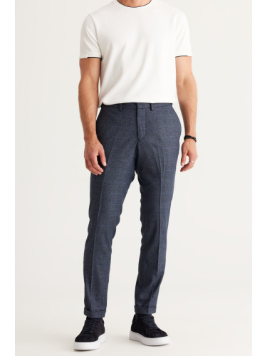 ALTINYILDIZ CLASSICS Men's Navy Blue Slim Fit Slim Fit Elastic Waist Flexible Classic Fabric Trousers
