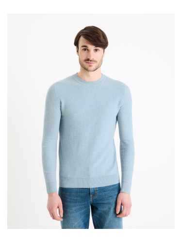 Light blue men's basic sweater Celio Bepic