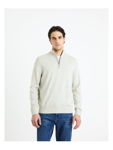 Light grey men's basic sweater Celio Gecotont