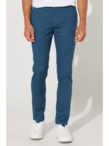 ALTINYILDIZ CLASSICS Men's Indigo Slim Fit Slim Fit Cotton Flexible Comfortable Dobby Trousers