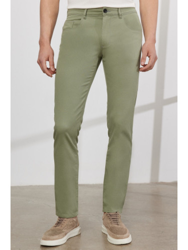 ALTINYILDIZ CLASSICS Men's Green Comfort Fit Relaxed Fit Greensboro Cotton Flexible Trousers