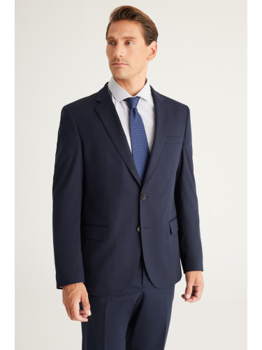 ALTINYILDIZ CLASSICS Men's Navy Blue Regular Fit Comfortable Cut Mono Collar Suit