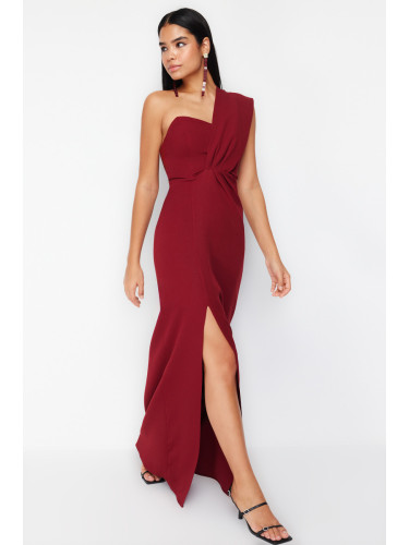 Trendyol Burgundy Collar Detailed Woven Elegant Evening Dress & Graduation Dress