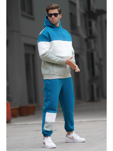 Madmext Petrol Blue Men's Hooded Tracksuit 5926