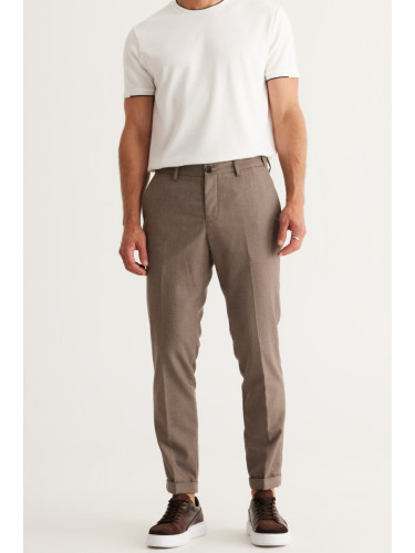 ALTINYILDIZ CLASSICS Men's Mink Slim Fit Slim Fit Side Pockets Elastic Waist Classic Fabric Trousers