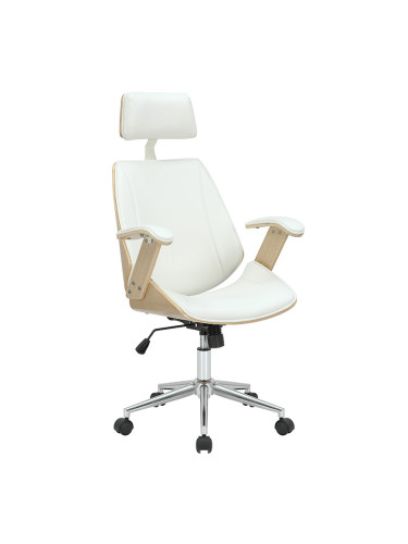 Мениджърски стол цвят бял-орех