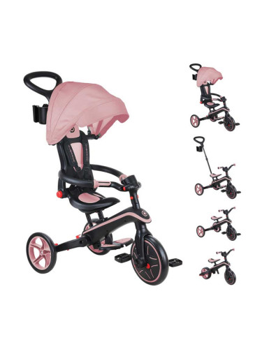 Детска триколка 4 в 1 GLOBBER EXPLORER TRIKE FOLDABLE, сгъваема, розов цвят