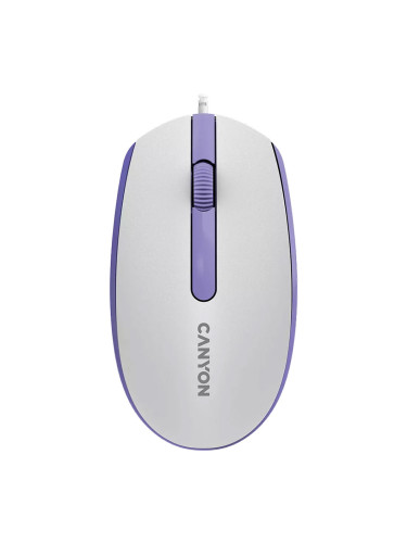 Мишка Canyon M-10 бял/лилав 1.5м USB