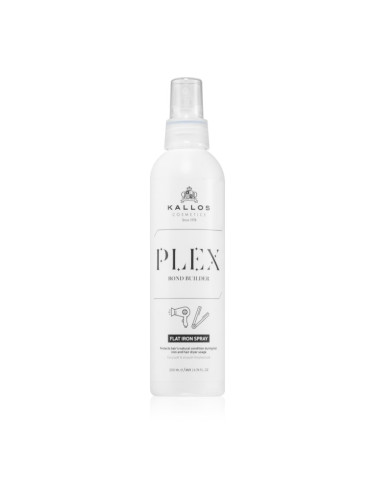 Kallos Plex Flat Iron Spray термозащитен спрей за оформяне с преса и маша за увредена и химически третирана коса 200 мл.