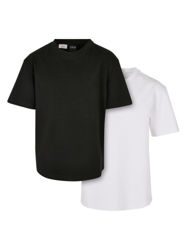 Boys' Heavy Oversized T-Shirt 2-Pack White+Black