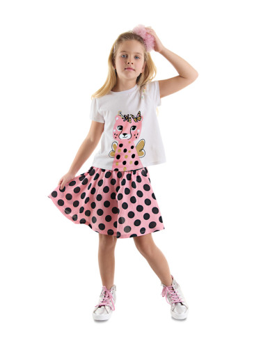 Denokids Cheetah Girl Kids T-shirt Pink Skirt Suit