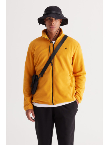 AC&Co / Altınyıldız Classics Men's Yellow Standard Fit Regular Fit Cold Proof High Neck Fleece Sweatshirt Jacket