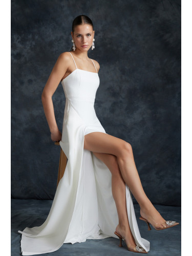 Trendyol Bridal White A-Line Woven Elegant Evening & Graduation Dress