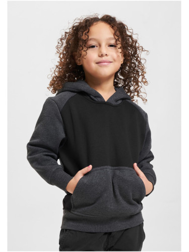 Boys' two-tone fake raglan hood with hood black/charcoal