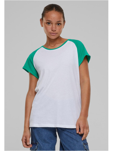 Women's T-shirt Contrast Raglan - white/green