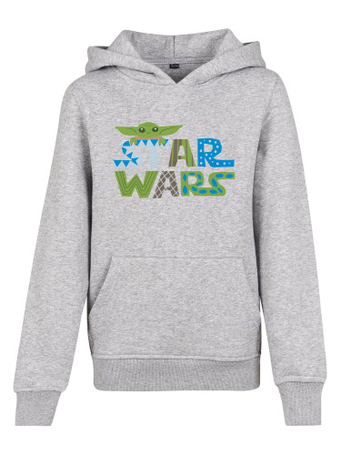 Children's colorful Star Wars logo with hood heather gray