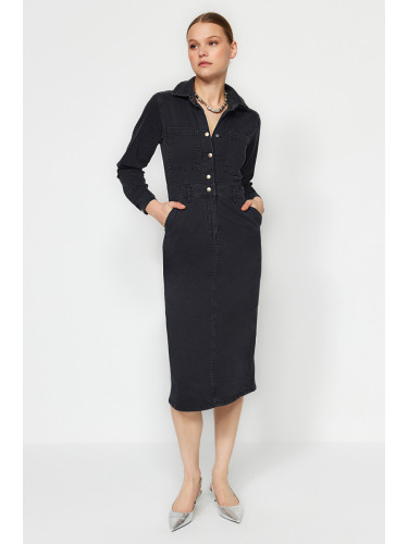 Trendyol Black Midi Denim Dress