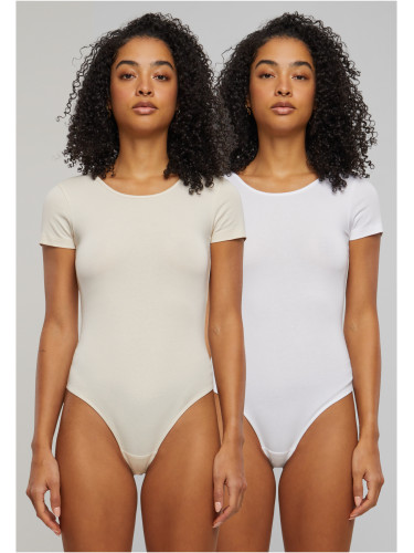 Дамски органични бодита - 2 броя бяло+бежово