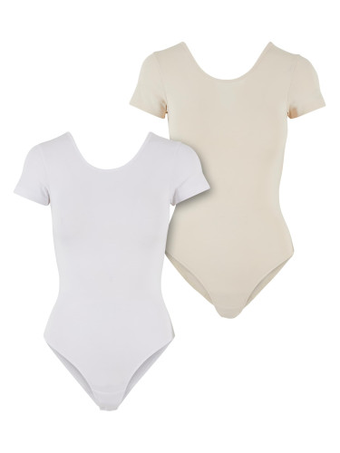Women's Organic Stretch Jersey Body - 2-Pack White+Beige