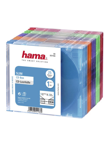 Slim CD кутийки за дискове Hama, опаковка от 25 бр, цветни