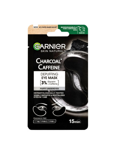 Garnier Skin Naturals Charcoal Caffeine Depuffing Eye Mask Маска за очи за жени 5 g