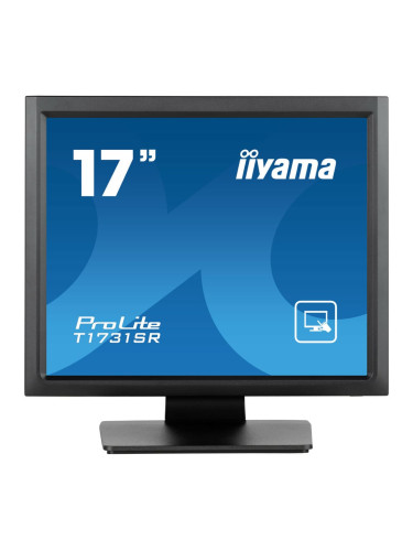 Монитор IIYAMA PROLITE T1731SR-B1S, 17" (43.18 cm) TN сензорен панел, SXGA, 5ms, 1000:1, 250 cd/m2, DisplayPort, HDMI, VGA