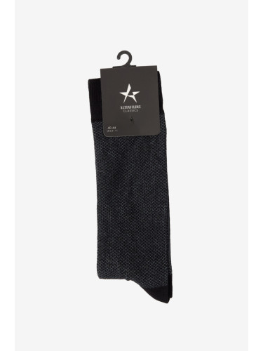 ALTINYILDIZ CLASSICS Men's Black-Grey Patterned Bamboo Cleat Socks