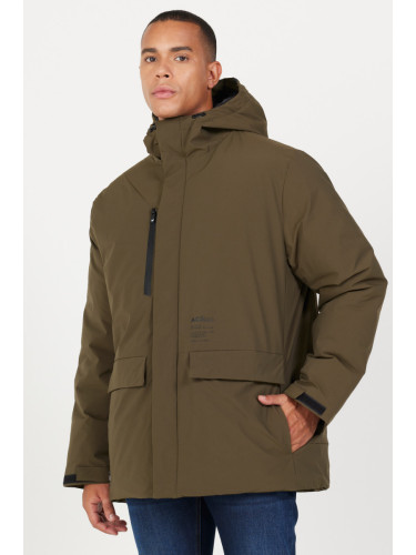 AC&Co / Altınyıldız Classics Men's Khaki Hooded High Neck Standard Fit Warm Windproof Coat