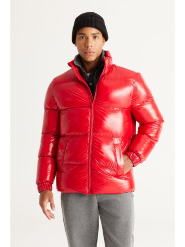 AC&Co / Altınyıldız Classics Men's Red Standard Fit Regular Fit High Neck Windproof Fiber-Filled Coat