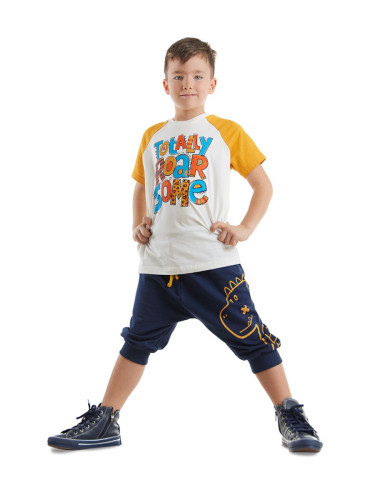 Denokids Roarsome Dino Boy's Summer T-shirt Capri Shorts Set